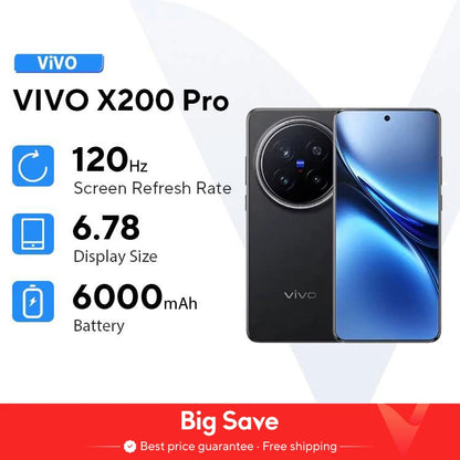 Original Vivo X200 Pro Mobile Phone 200.0MP Camera 90W Charge 6.78" AMOLED 120HZ 6000mAh Battery Android 15.0 Dimensity 9400